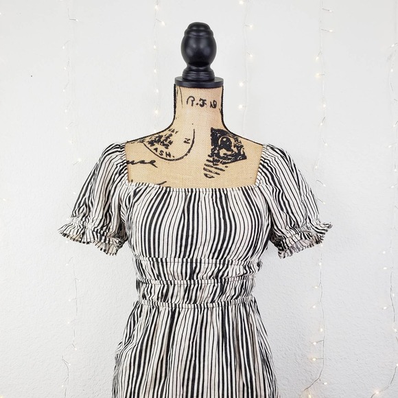 Show Me Your MuMu Sandra Smocked Off The Shoulder Striped Mini Dress Small - Picture 3 of 9